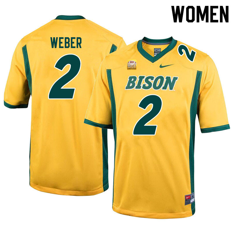 Women #2 Dawson Weber North Dakota State Bison College Football Jerseys Sale-Yellow